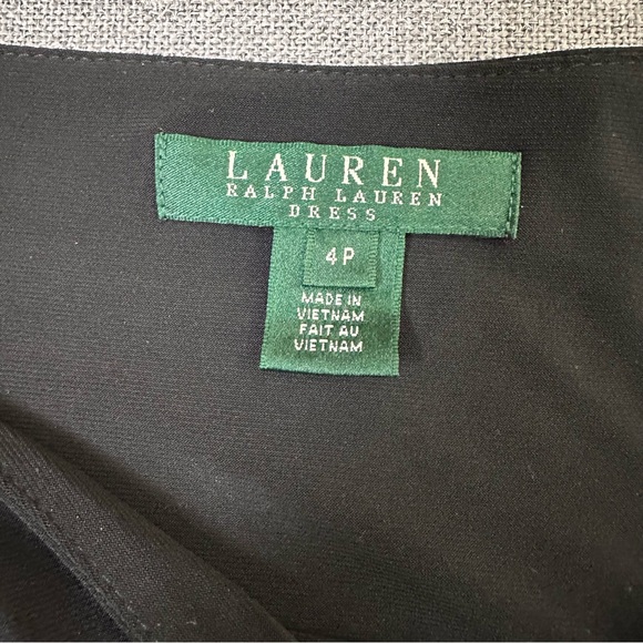 Lauren Ralph Lauren Black and White Side Ruched Dress Women's Size 4P - Picture 10 of 14